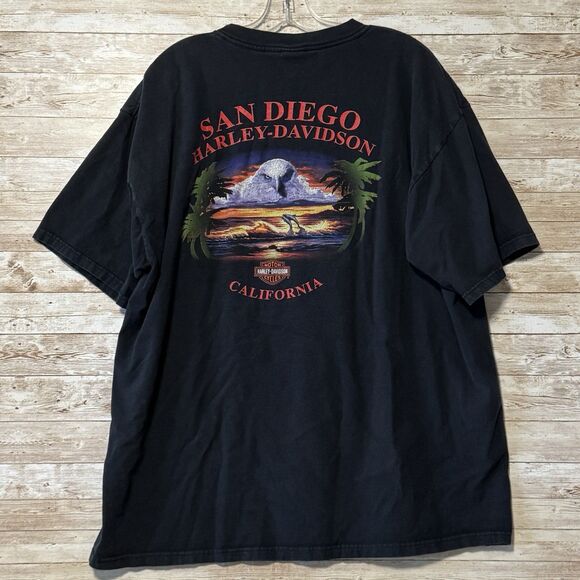 Vintage Harley Davidson T-Shirt San Diego California Mens XXL Eagle Dolphin - Picture 1 of 7